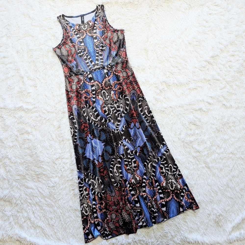 Blackmilk Snakaleidoscope Velvet Snake Print Princess Maxi Dress Size XL